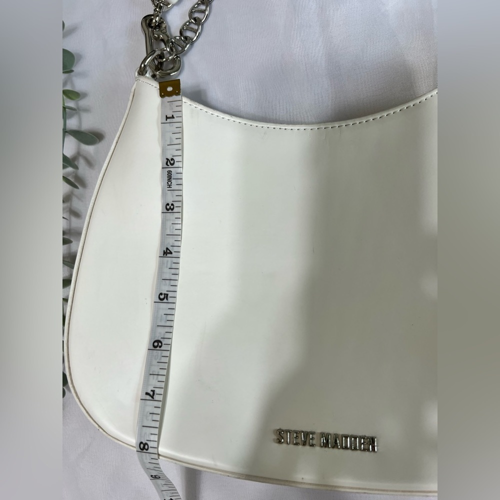 Steve Madden White Half Moon Crescent Chain Accent Y2K Shoulder Purse - Picture 10 of 14
